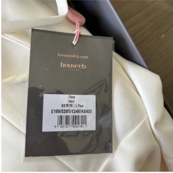 House Of CB Flora Satin Pleated Corset Midi Dress Ivory NWT - Picture 9 of 12